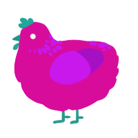 A fuchsia and amethyst chicken with a neck-speckle pattern