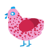 Chicken Pox Origin, a pink and crimson chicken with a speckle pattern