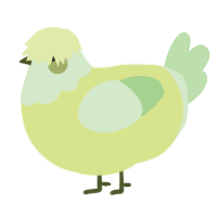 A lemon and gluppy chicken with a head pattern