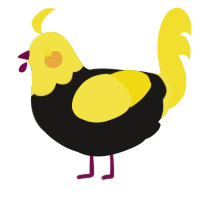 A sable and yellow chicken with a head pattern