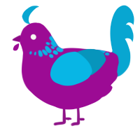 Sour Candy, a plum and cerulean chicken with a neck-speckle pattern