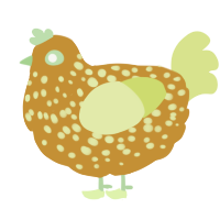 A gold and lemon chicken with a speckle pattern
