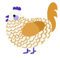 A white and orange chicken with a lace pattern