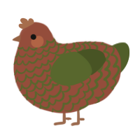 A russet and olive chicken with a lace pattern