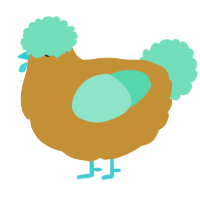A gold and mint chicken