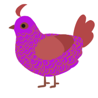 A amethyst and red chicken with a double-lace pattern