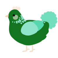 A leaf and mint chicken with a neck-speckle pattern