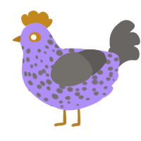 A lilac and grey chicken with a speckle pattern