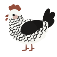 A white and sable chicken with a lace pattern