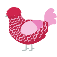 A crimson and pink chicken with a lace pattern