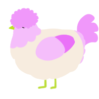 A cream and lavender chicken with a head pattern