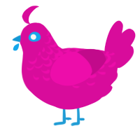 A fuchsia chicken with a half-lace pattern