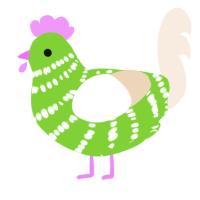 A grass and cream chicken with a bar pattern