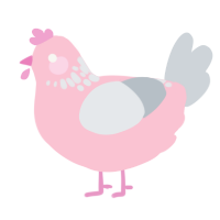 A rose and mist chicken with a neck-speckle pattern