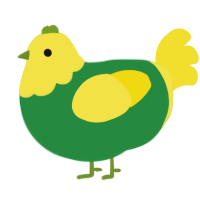 A viridian and yellow chicken with a head pattern