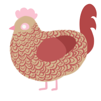 Raspberry Latté, a beige and red chicken with a double-lace pattern