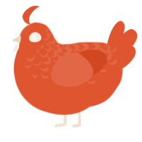 A vermilion chicken with a half-lace pattern