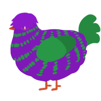 A violet and viridian chicken with a bar pattern