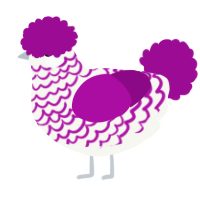 A white and plum chicken with a lace pattern