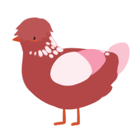A red and rose chicken with a neck-speckle pattern