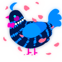 A tumblr and sapphire chicken with a bar pattern