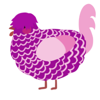 A plum and pink chicken with a lace pattern