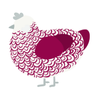 Yuletide, a white and maroon chicken with a double-lace pattern