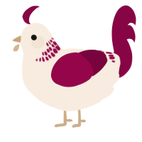 A cream and maroon chicken with a neck-band pattern