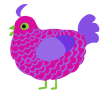 A fuchsia and blurple chicken with a lace pattern