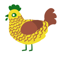 A yellow and russet chicken with a lace pattern
