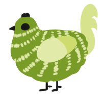 A chartreuse and lemon chicken with a bar pattern