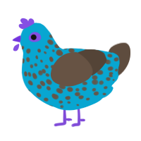A cerulean and bark chicken with a speckle pattern