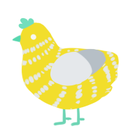 A yellow and mist chicken with a bar pattern