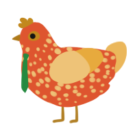 A vermilion and honey chicken with a speckle pattern