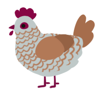 A silver and brown chicken with a lace pattern