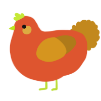 A vermilion and ochre chicken