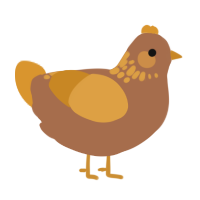 A brown and orange chicken with a neck-speckle pattern