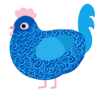A ultramarine and sky chicken with a double-lace pattern