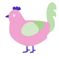 A pink and gluppy chicken