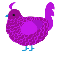 A plum and amethyst chicken with a lace pattern
