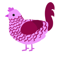 A lavender and maroon chicken with a lace pattern