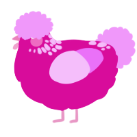 A fuchsia and lavender chicken with a neck-speckle pattern