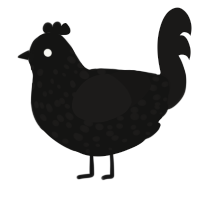 A black and sable chicken with a speckle pattern