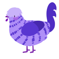 A lilac and indigo chicken with a bar pattern