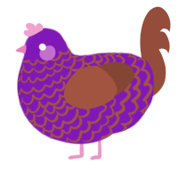 A violet and russet chicken with a lace pattern