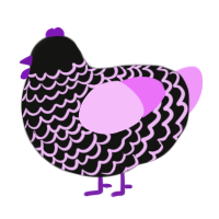 A black and lavender chicken with a lace pattern