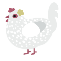 A silver chicken with a speckle pattern