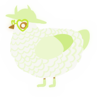 A white and apple chicken with a lace pattern