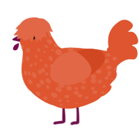 A vermilion chicken with a speckle pattern