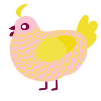 A rose and yellow chicken with a lace pattern
